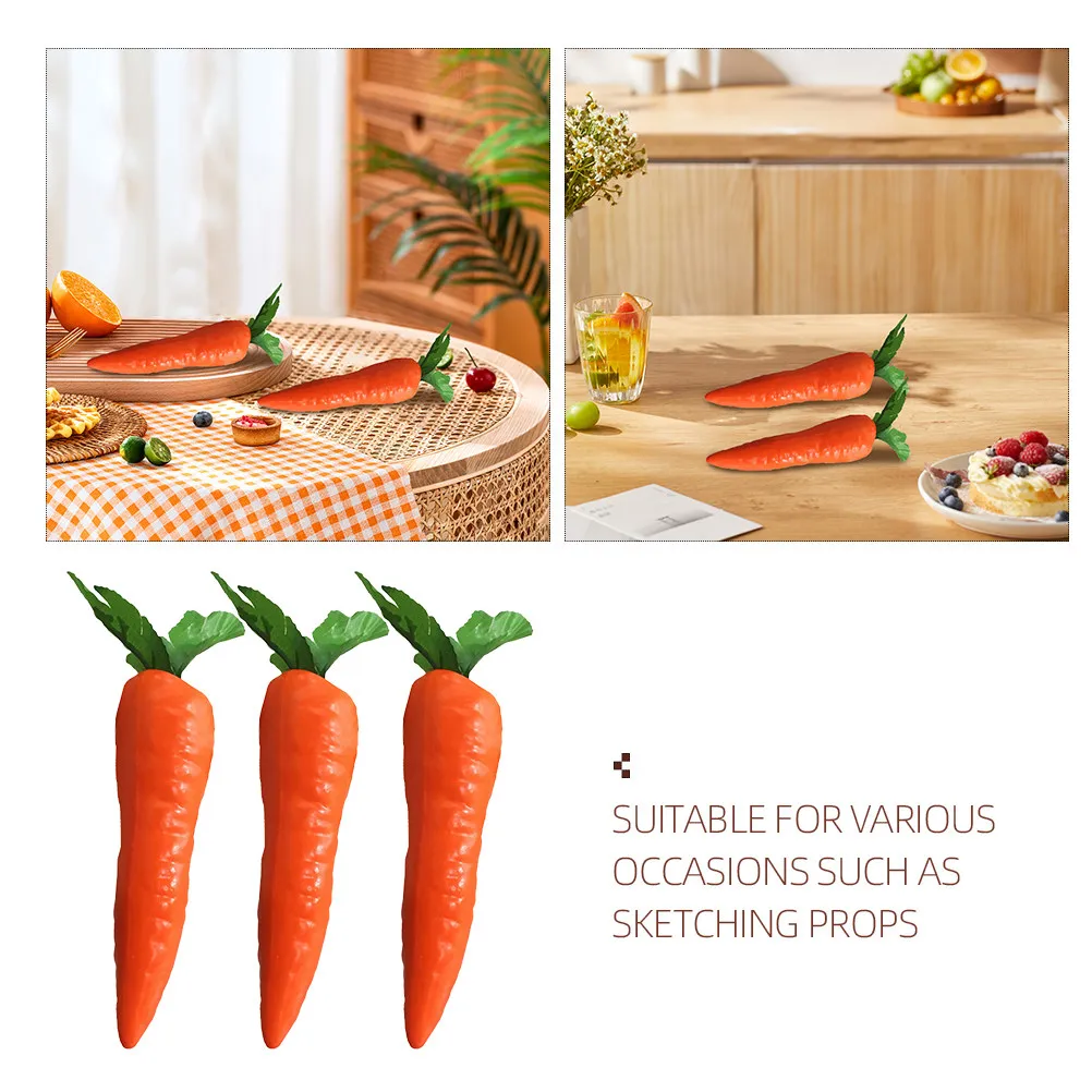 10pcs Artificial Carrot Decorations Fake Vegetable Models Realistic Design Home Store Display Still Life Drawing Photography