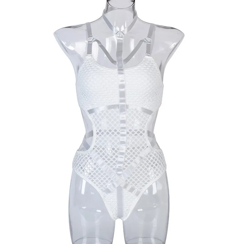 ใหม่ยุโรปและอเมริกาเซ็กซี่ Bodysuit ตาข่าย One-Piece Gogo Dancer ชุดไนท์คลับเครื่องแต่งกาย Rave เสื้อผ้า DN13132