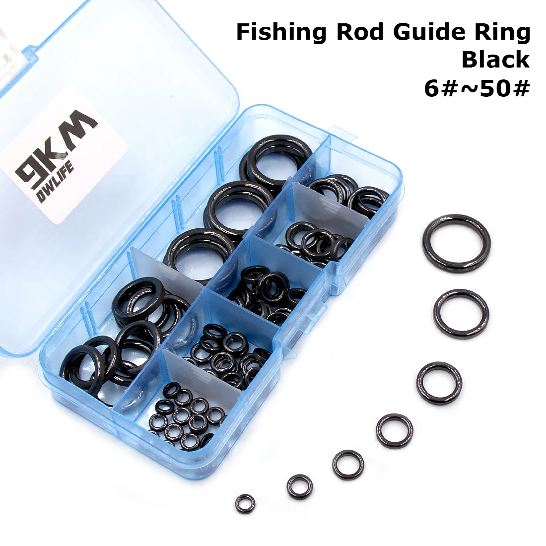 Fishing Rod Guides Ring 10Pcs~100Pcs Wear Resistant Ceramic Guide Ring Rod Repair Replacement Kit Alconite Ring Black 6mm~47.3mm