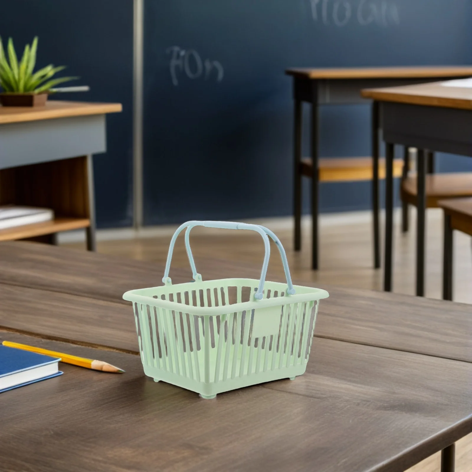 6pcs Mini Shopping Baskets Pastel Colored Plastic Hand Baskets For Pretend Grocery Market Basket Dollhouse Picnic Cart