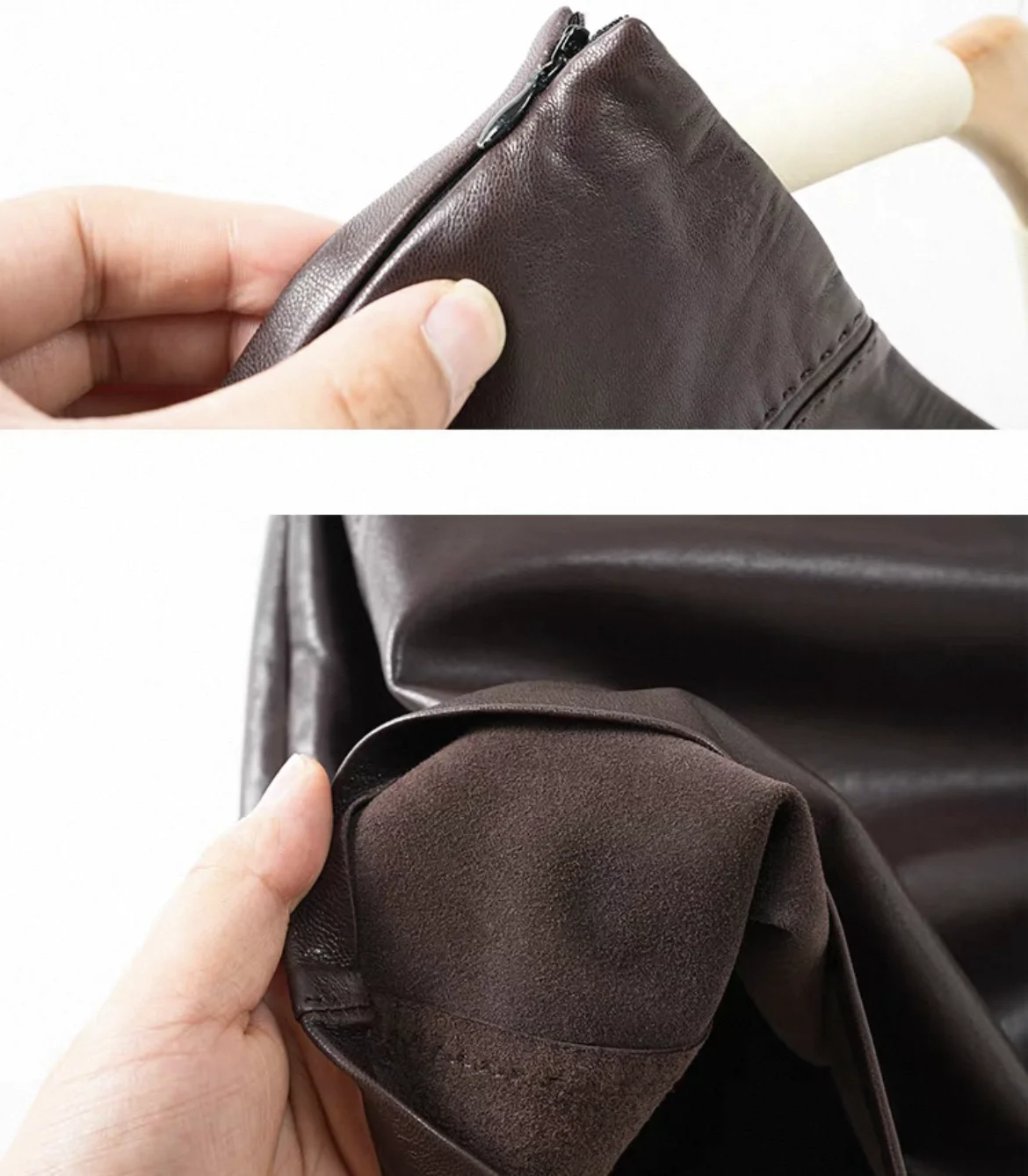 Mini jupe en cuir véritable pour femmes, haut de gamme, 100% peau de mouton, courte, Sexy, devant en forme de A, bordeaux