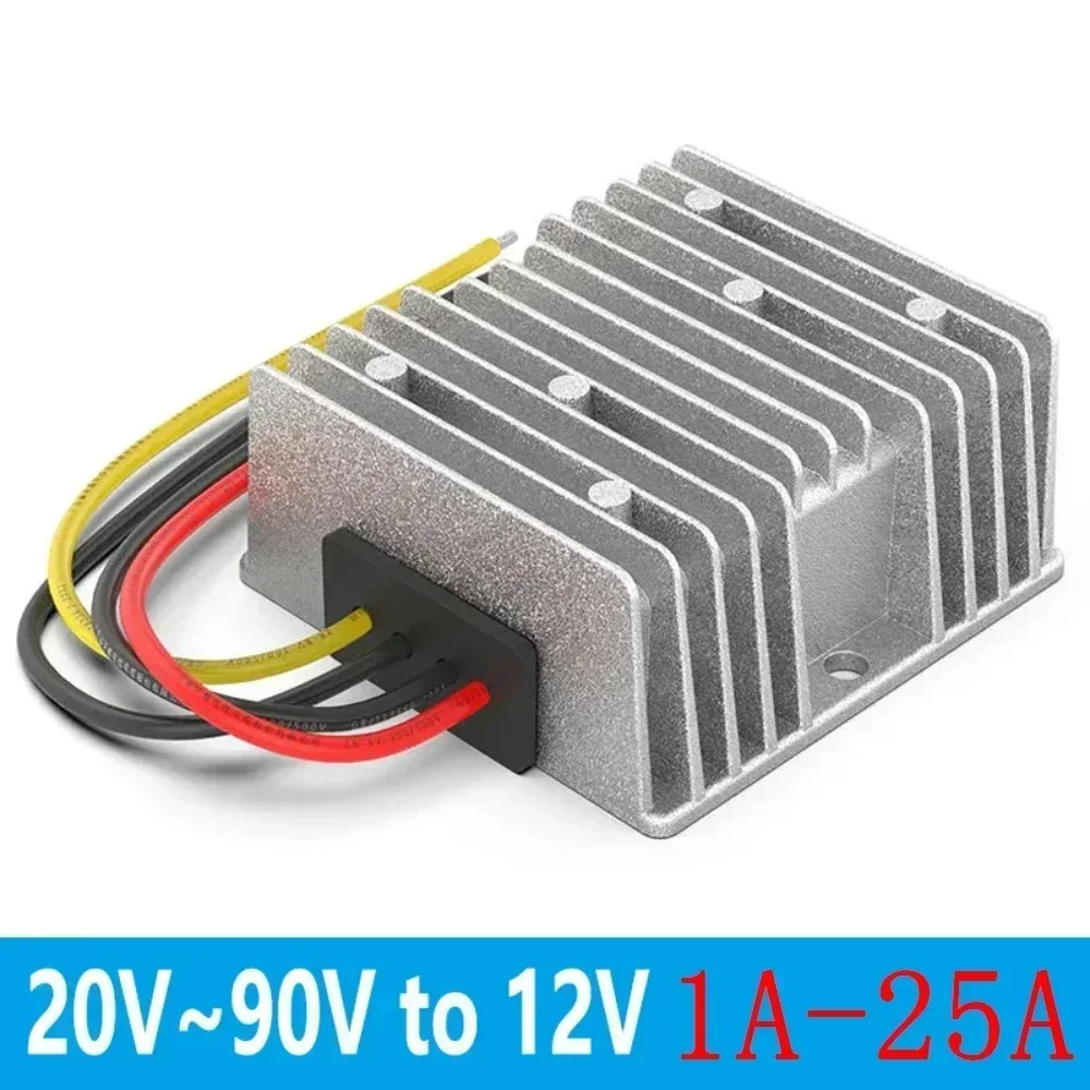 20V-90V to 12V 8A-15A DC Converter Automotive Voltage Regulator 24V 36V 48V 60V 72V to 12V Step Down Transformer Car Power Suppl