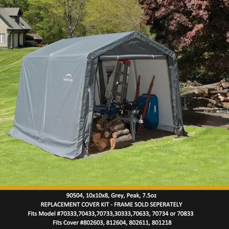 Replacement Cover Kit for 10x10x8 Peak Canopy Tent Gray, 7.5 oz Polyethylene, UV-Resistant, Fits Models 70333, 30333, 70633, 70