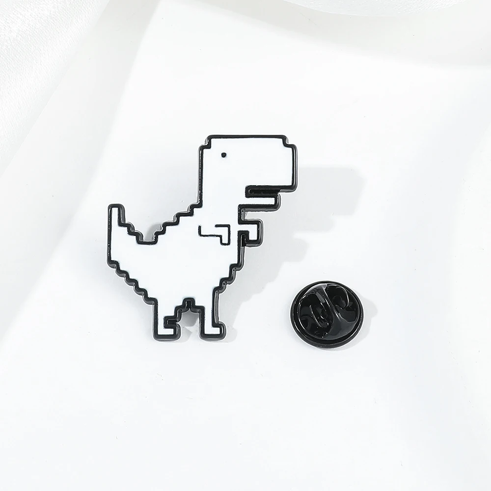 Creative Fashion Animal Dinosaur Enamel Brooch Pixel Geometric White T-Rex Alloy Pins Badge Fashion Jewelry Gift