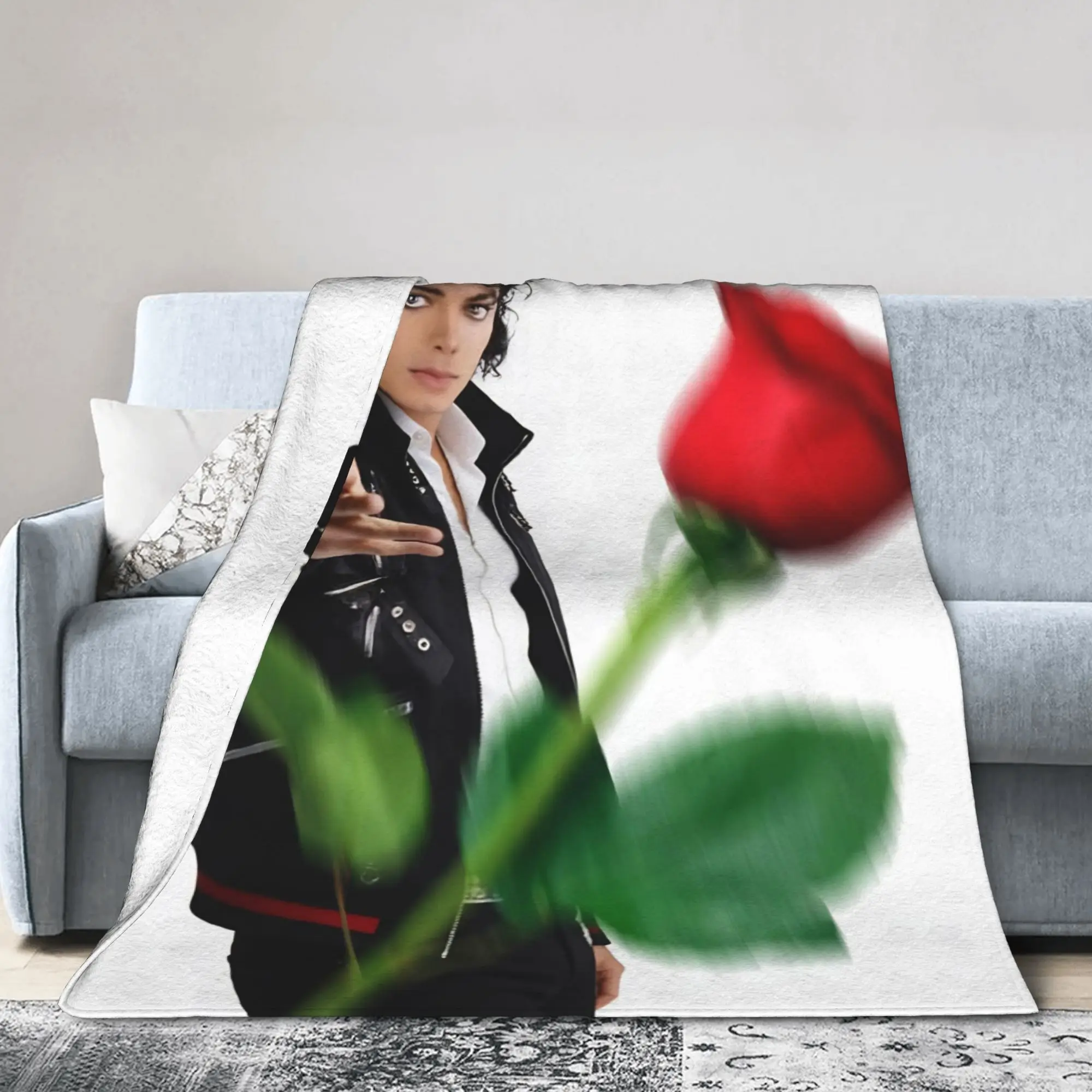 Rose MJ Michaels Jacksons Blankets Fleece Decoration Pop King Breathable Super Warm Throw Blanket for Home Office Rug Piece