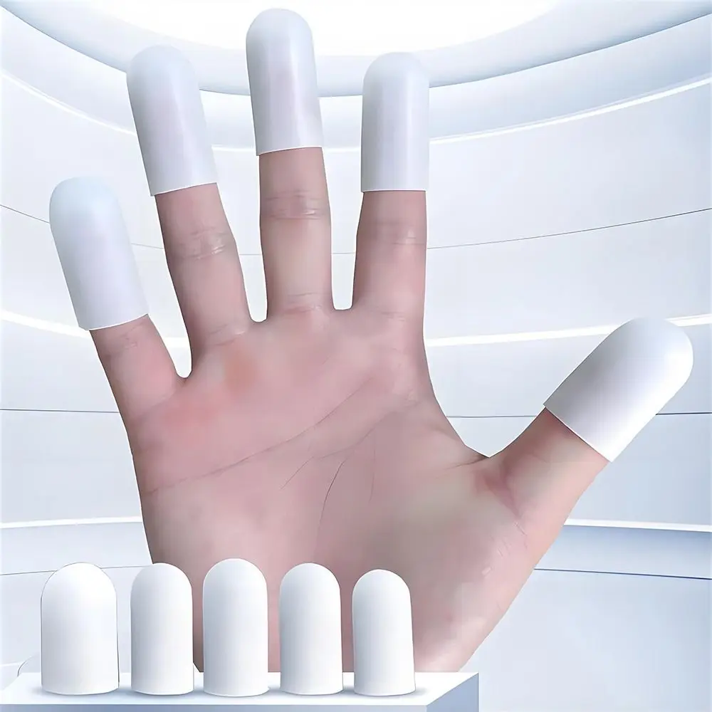 5/10 Pcs High Temperature Resistant Silicone Finger Protector Transparent Heat Insulation Finger Sleeves Antistatic Anti-slip