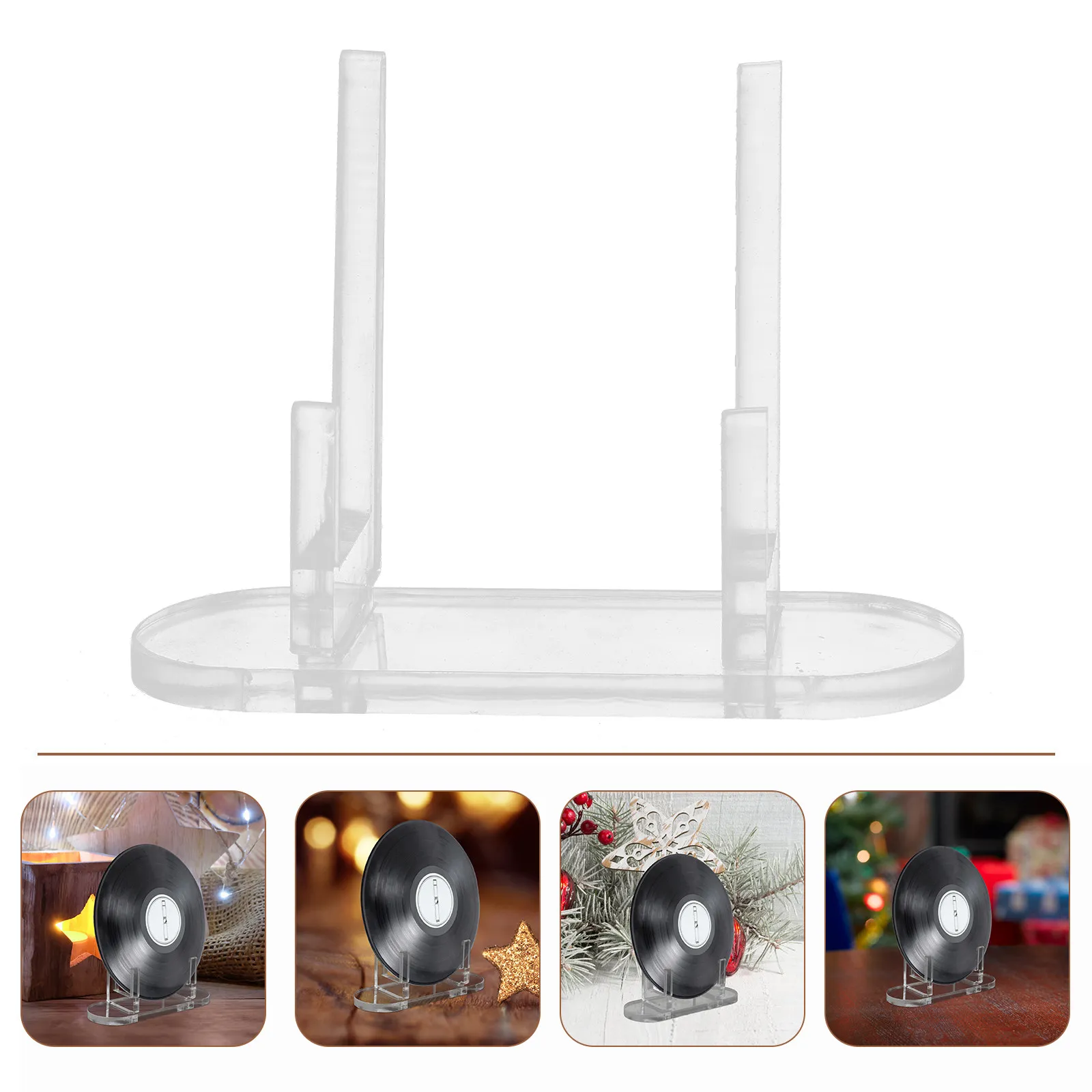 Acrylic Desktop Vinyl Record Display Stand Transparent Clear Tabletop Album Holder Stable Vinyl Record Storage Rack for Home