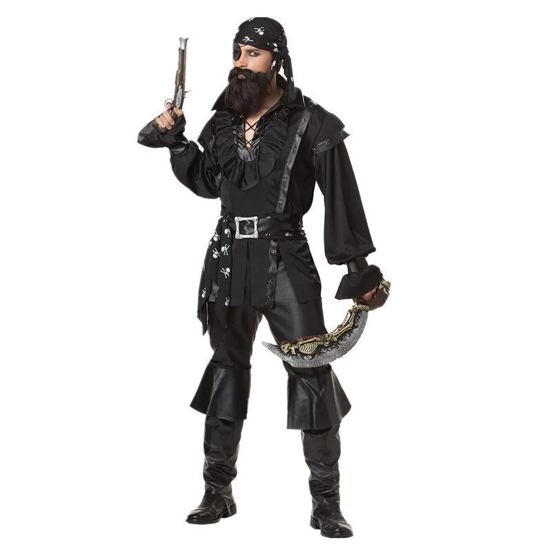 Volwassen Mannen Piratenkostuum Halloween Carnaval Feest Piraat Captain Cosplay Kostuum Halloween Kostuums Voor Mannen Volwassen