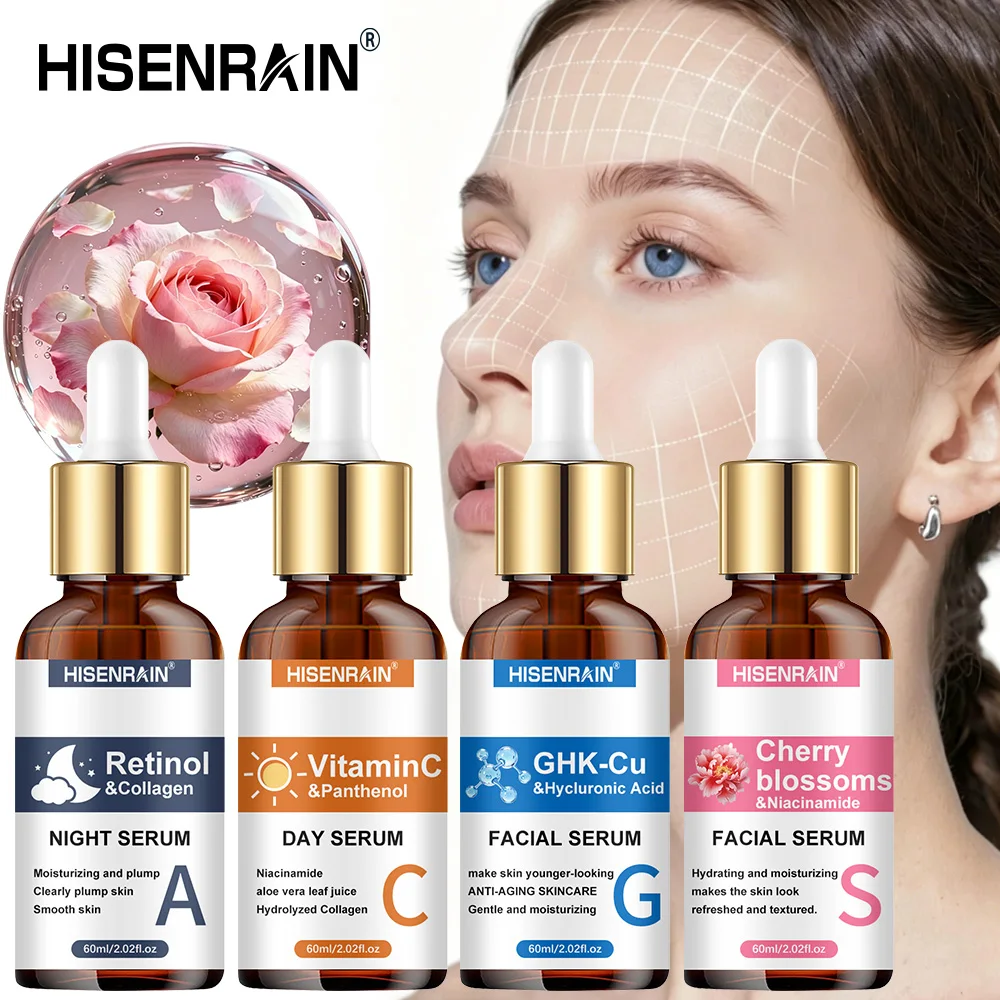 HISENRAIN ACGS 4-Piece Serum Set – Natural Moisturizing & Hydrating Skincare Kit for Glowing Skin, Suitable for Gifting.