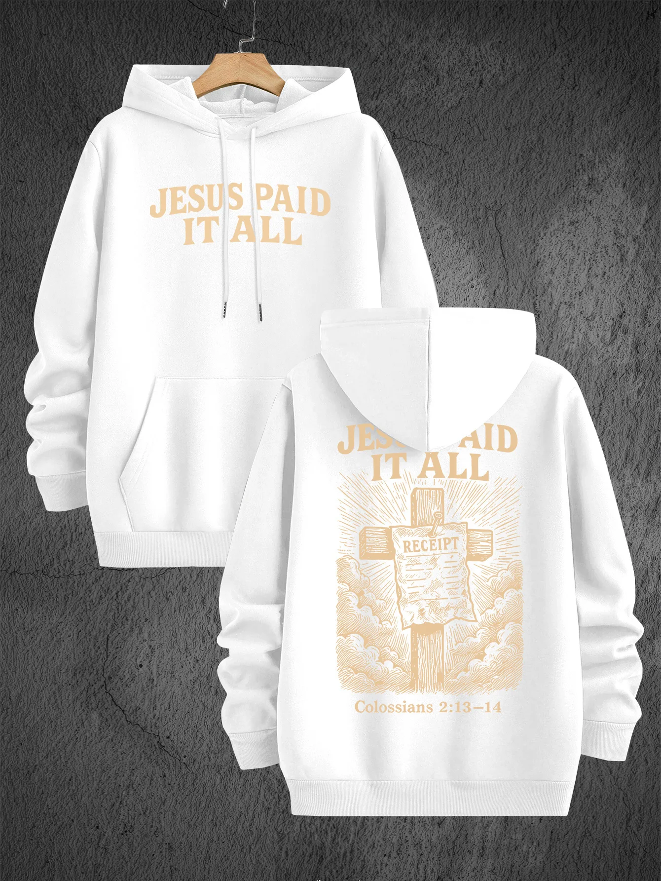 Simple and retro-style printed men's fall-winter hooded sweatshirt for daily outdoor, street and casual wear