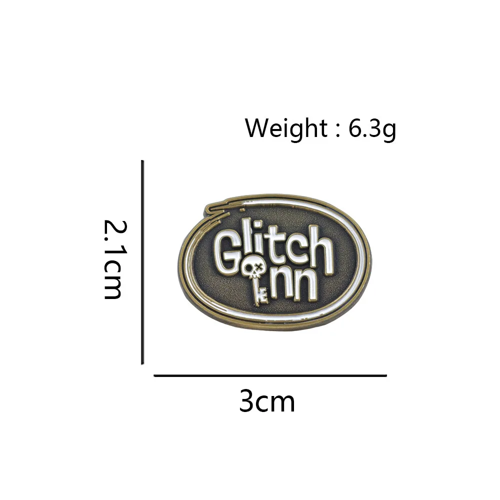 Glitch-Inn Brosche Glitch-Productions Logo Metall-Abzeichen Totenkopf-Schlüsselanhänger Emaille-Pin Unabhängiges Anime-Fan-Geschenk Cartoon-Accessoires – Detail 3