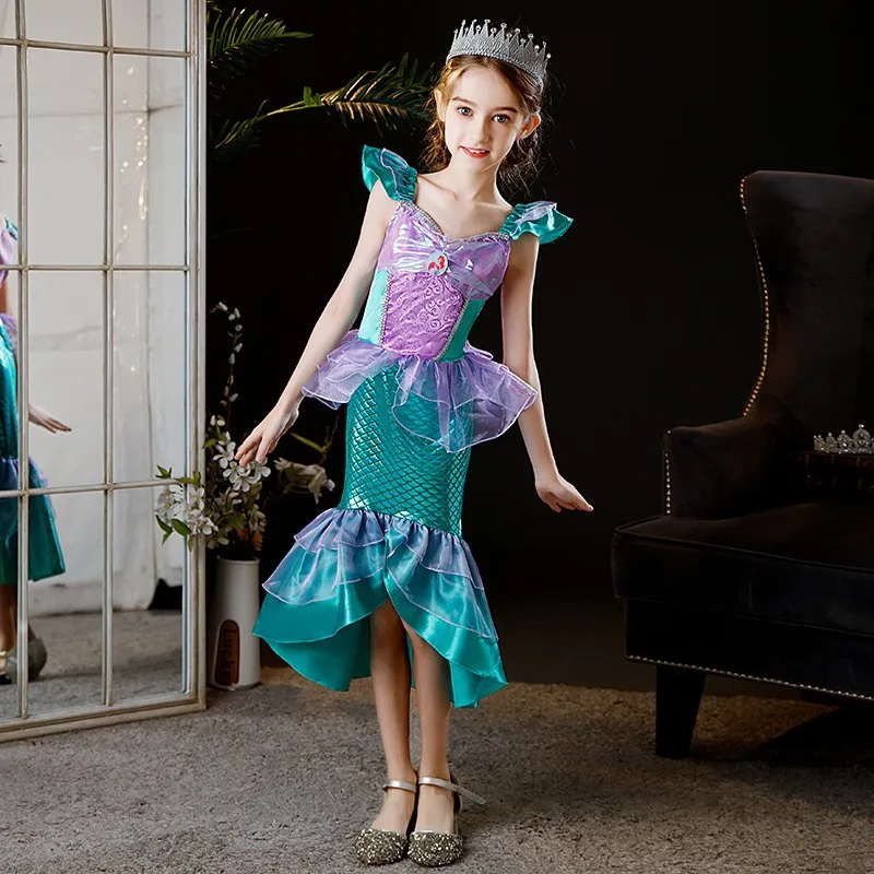 

Princess Mermaid Tail Dress Children's Halloween Performance Costume Girls' Dress Love Ella's Style Polyester Fiber