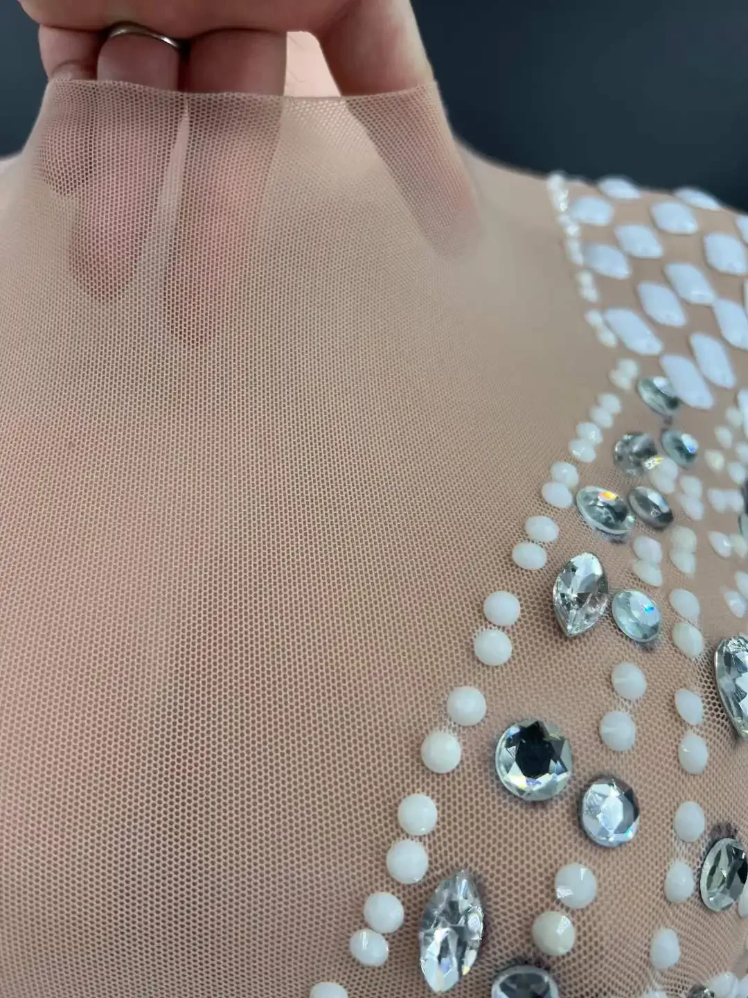 Robe de célébration d'anniversaire pour femmes, strass scintillants, tenue en maille, tenue de Bar, danseuse, Drag Queen