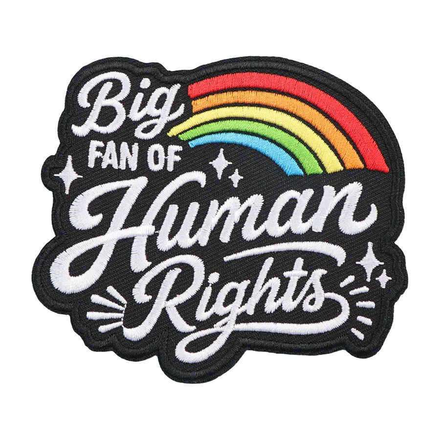 1pc Big Fan of Human Rights Embroidered Patch, Rainbow Equality Quote Badge, Iron On Sew On Patch for Jackets Bags Hats