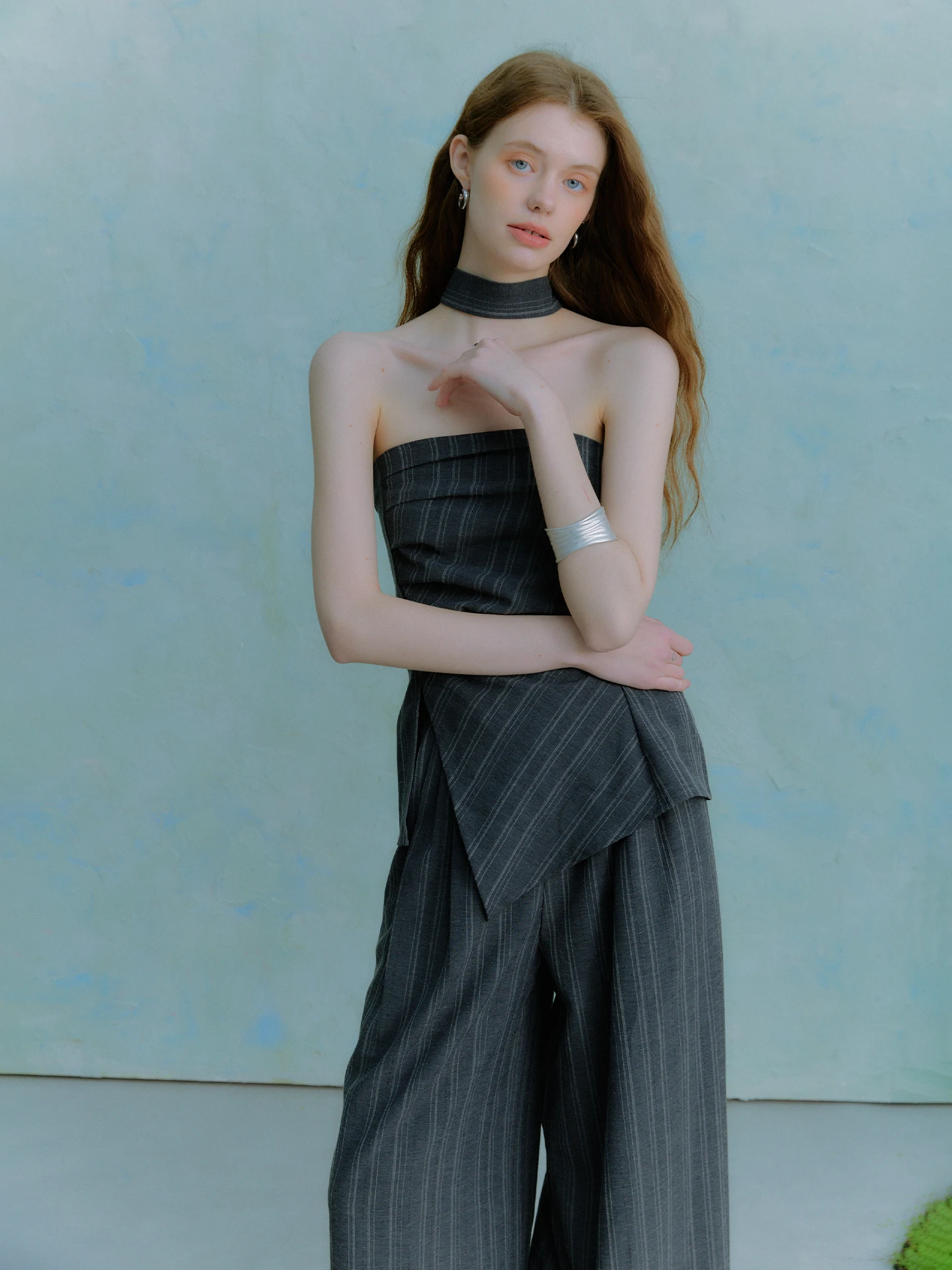 

Комплект Oz: топ с полосатым поясом и широкие брюки для похудения, женский модный ансамбль весна-лето, с коротким рукавом, круглый вырез горловины