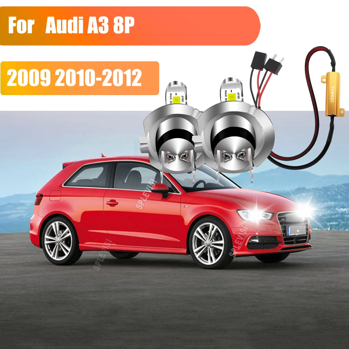 

LED H7 White 6000K Headlight Bulbs Fix Hyper Flash Warning Cancellor 70W/Pair For Audi A3 8P 2009 2010 2011 2012