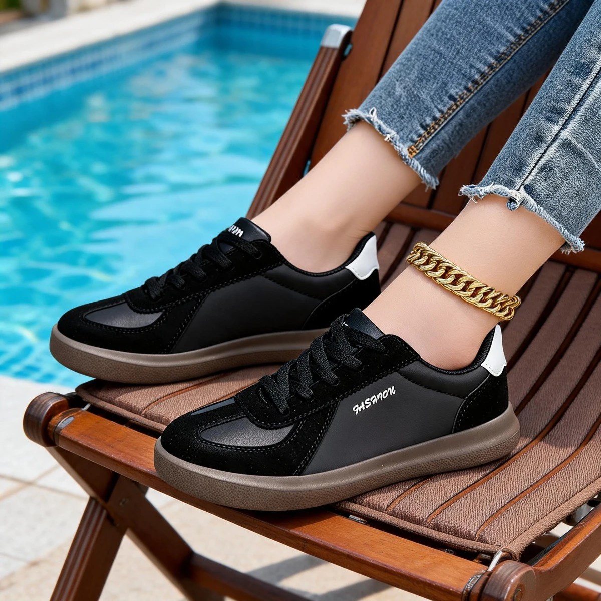 Smmer Winter Women Casual Sneakers Leather Platform Sneakers for Women Classics Comfort Skateboarding Shoes Non-Slip