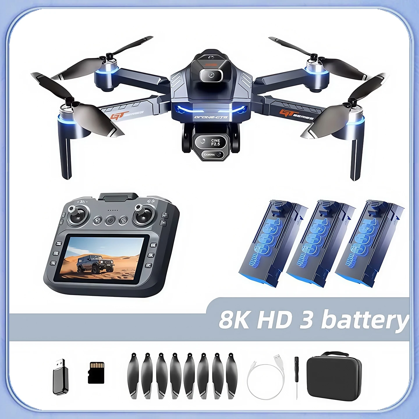 For Genuine GT8 Drone 8K Professional Dual Camera GPS FPV Brushless Motor Optical Flow Hovering Folding Quadcopter RC Dron Toys image 3