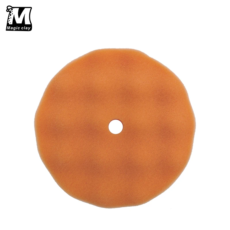 Оранжевая волнистая полировальная подушечка из пенопласта, мягкая волна, вафельная деталь, полировальная подушечка, режущая подушечка, автомобильные аксессуары, автоинструменты, удаляет царапины