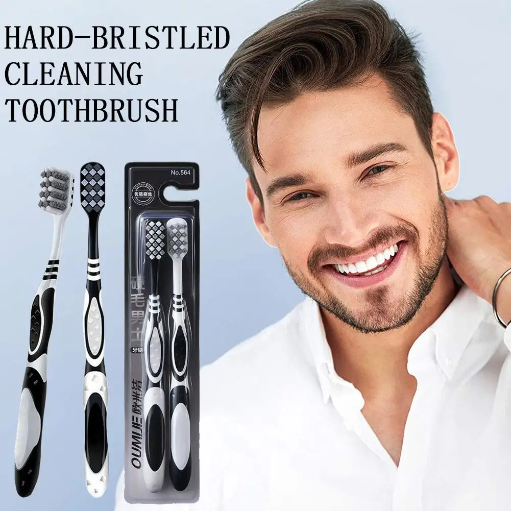 2PCS Hard Bristle Toothbrush Deep Cleaning Adult Dental Care  Teeth Whitening Stain Removal Oral Care Toothbrush
