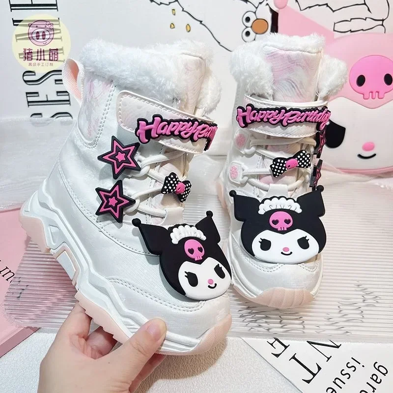 

Sweet Kuromi Anime Sanrio Ins Children Snow Boots Female Cute Cartoon Kawaii Winter Warm Board Shoes Lovely Gifts for Kids