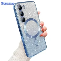 Glitter Bright Case For Samsung Galaxy A56 A36 A16 A06 A17 A26 S24 FE S22 S21 S20 S23 Plus S26 S25 Ultra Magnetic Wireless Cover