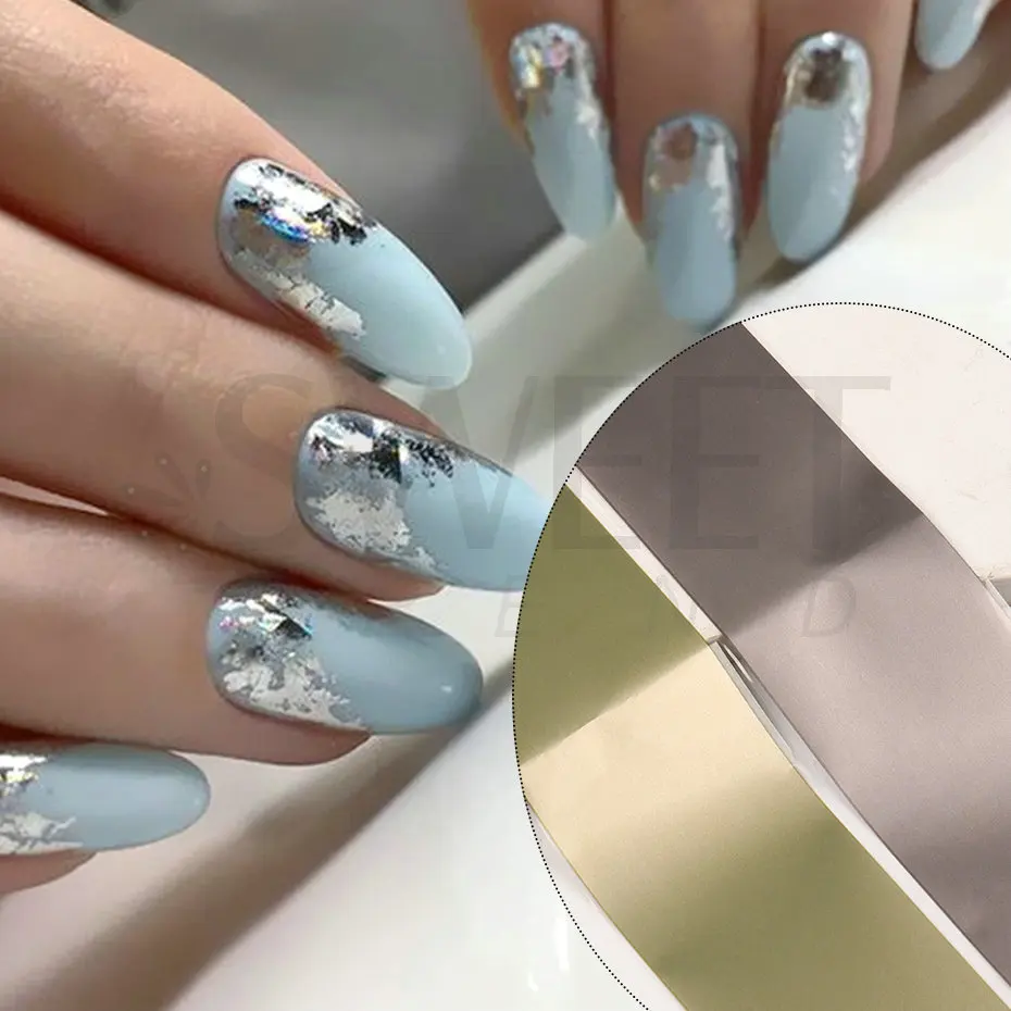 10pcs Matte Metallic Nail Foils Gold Silver Metallic Mirror Starry Paper Gel Polishing Transfer Sticker Nail Art Decor BEDXK11 image 3