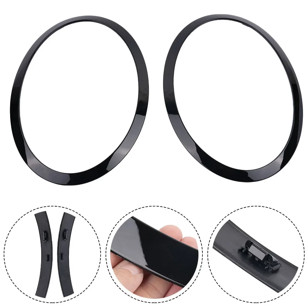 2PCS Car Headlight Frame For MINI COOPER F55 F56 F57 Headlight Ring Left+right Set Bright Black ABS Light Trim Frame Car Parts