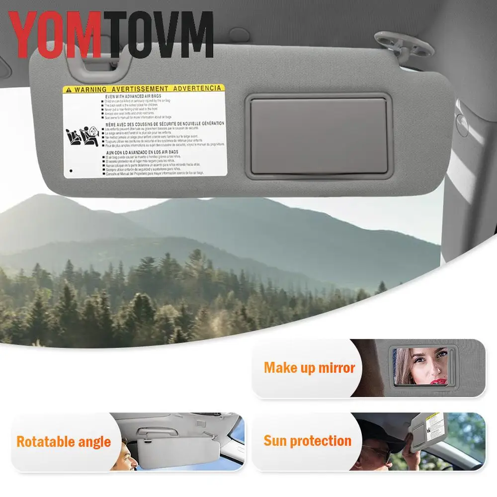 รถด้านหน้าซ้าย/ขวา Sun Visor แผง Sunvisor พร้อมกระจกสําหรับ Toyota Highlander 2014 2015 2016 2017 2018 2019 สีเทา Beige