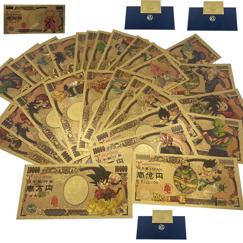 

Bandai Japan Anime Dragon Ball Z Gold Banknote Sets Anime Gold Card in 24k Gold Banknotes For Collection Cartoon Gifts Toys