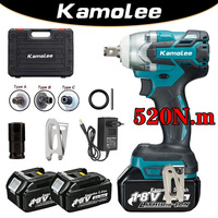 Kamolee Tool DTW285 520N.m High Torque Brushless Electric Impact Wrench 1/2 & 1/4 Inch Compatible With Makita 18V Battery