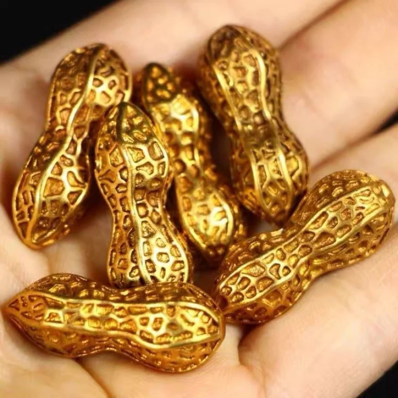 

Antique Gold Peanut Coin Solid Gilded Small Ornament Gold Bean Home Decoration Craft Figurine