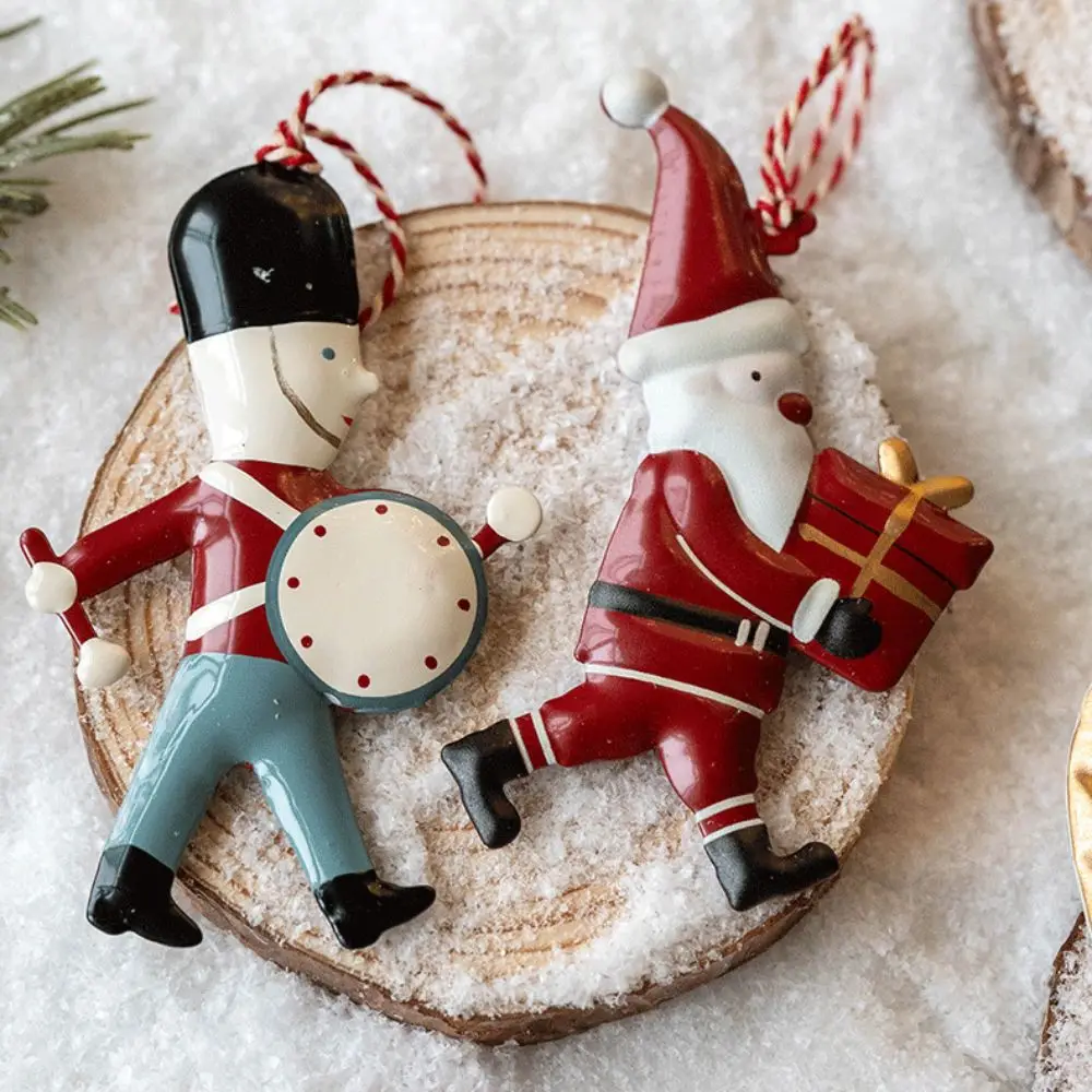 High Quality Iron Art Claus Pendant Red&White DIY Decor Christmas Tree Decoration Christmas Pendant Favors Decor