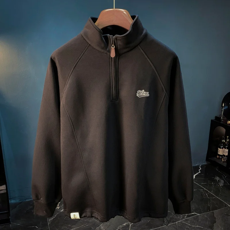 

Мужская толстовка с воротником-стойкой на молнии весной и осенью, новый повседневный спортивный топ, американская трендовая одежда с длинными рукавами