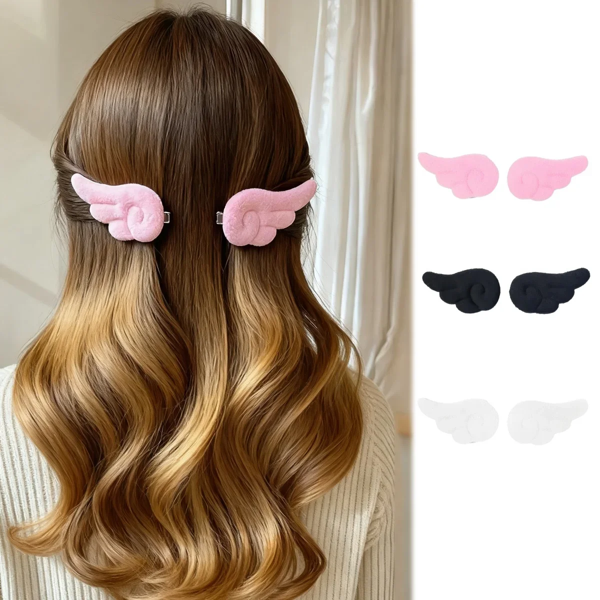Kawaii Angel Hair Clip Plush Wing Design Adorable Fluff Barrettes for Girls Children Gift