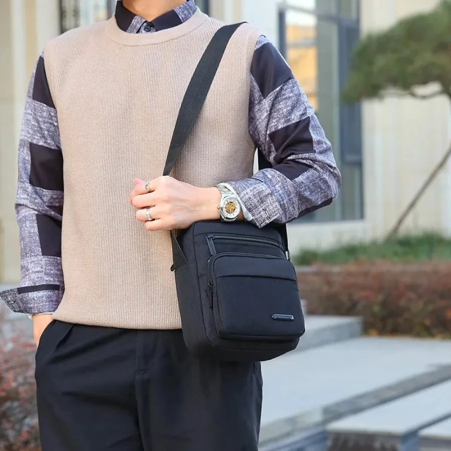 

Мужская сумка через плечо из ткани Оксфорд, повседневный рюкзак с диагональным крестом, горизонтальный рюкзак, деловая сумка через плечо с несколькими карманами