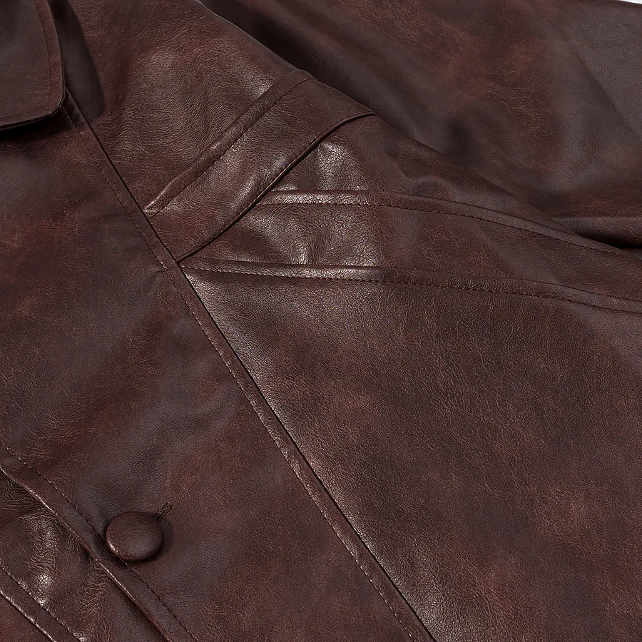 امرأة 2025 الخريف موضة جديدة ثلاثة أزرار معطف Vintage التلبيب كم طويل جيوب ملابس خارجية الإناث غير رسمية شيك Overshirt