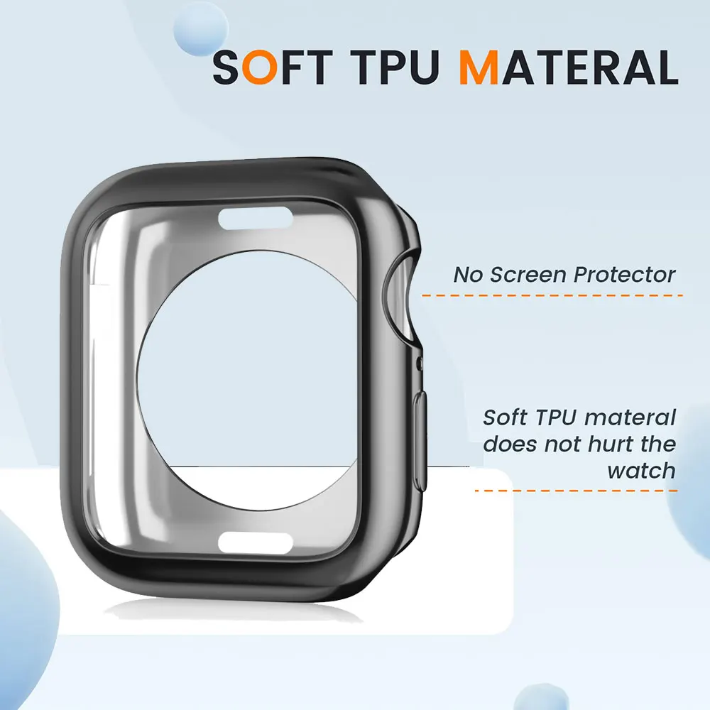 Capa para apple watch série 9 8 7 6 5 4 3 se capa tpu macia sem protetor de tela acessórios iwatch 40mm 41mm 44mm 45mm 42mm 38mm