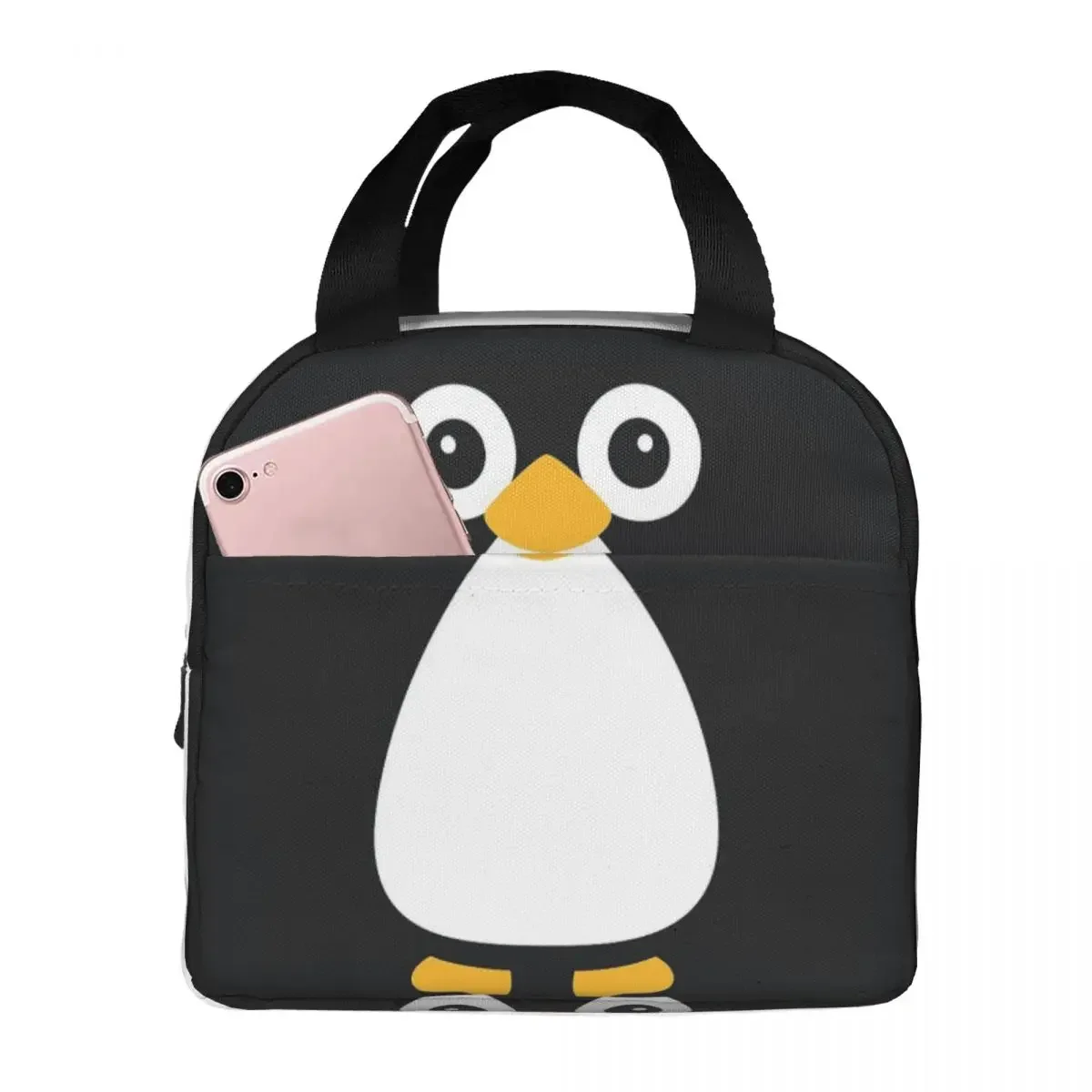 Cute Vector Penguin Insulated Lunch Bags Waterproof Picnic Bags Thermal Cooler Lunch Box Lunch Tote for Woman Work Kids School