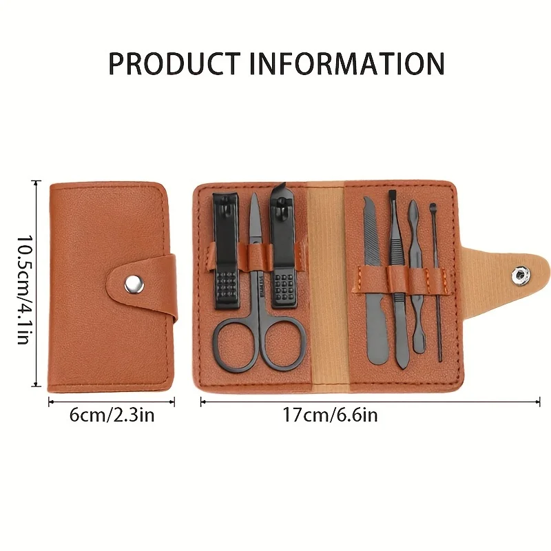 Juego de cortaúñas profesional para hombres, kit de cortaúñas portátil de acero inoxidable, hoja de acero con alto contenido de carbono, juego portátil