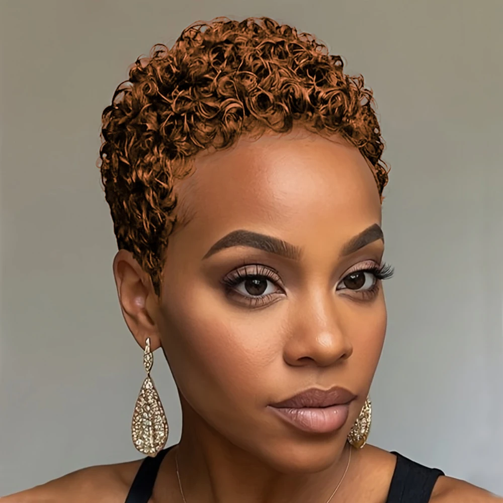 150% densidade 4 Polegada máquina completa feita peruca curta afro encaracolado peruca de cabelo humano afro curto perucas para mulheres pixie corte peruca cabelo humano