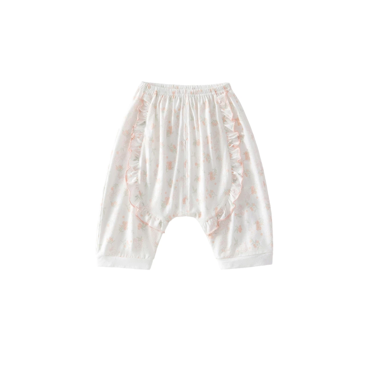 Newborn Baby Mosquito-Proof Pants 0-2 Years Old Summer Thin Big Bottom Pants Type a Pure Cotton Breathable Floral Jogger Pants