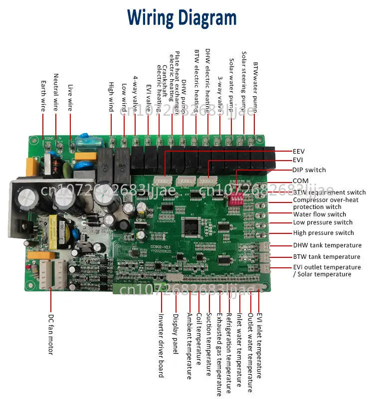 Universal Air Source Inverter Heat Pump Controller with EEV PCB Board, WiFi & Tuya Compatible, Factory Cheap Price