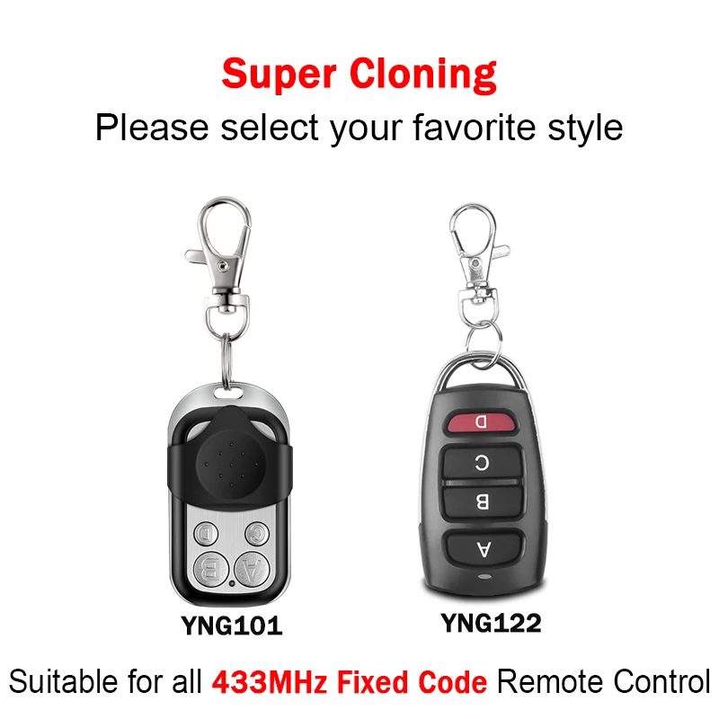 100% Clone FLO4 FLO2 FLO1 Electronic Gate Control 433MHz Fixed Code Garage Door Controls Handheld Remote Control for Gate