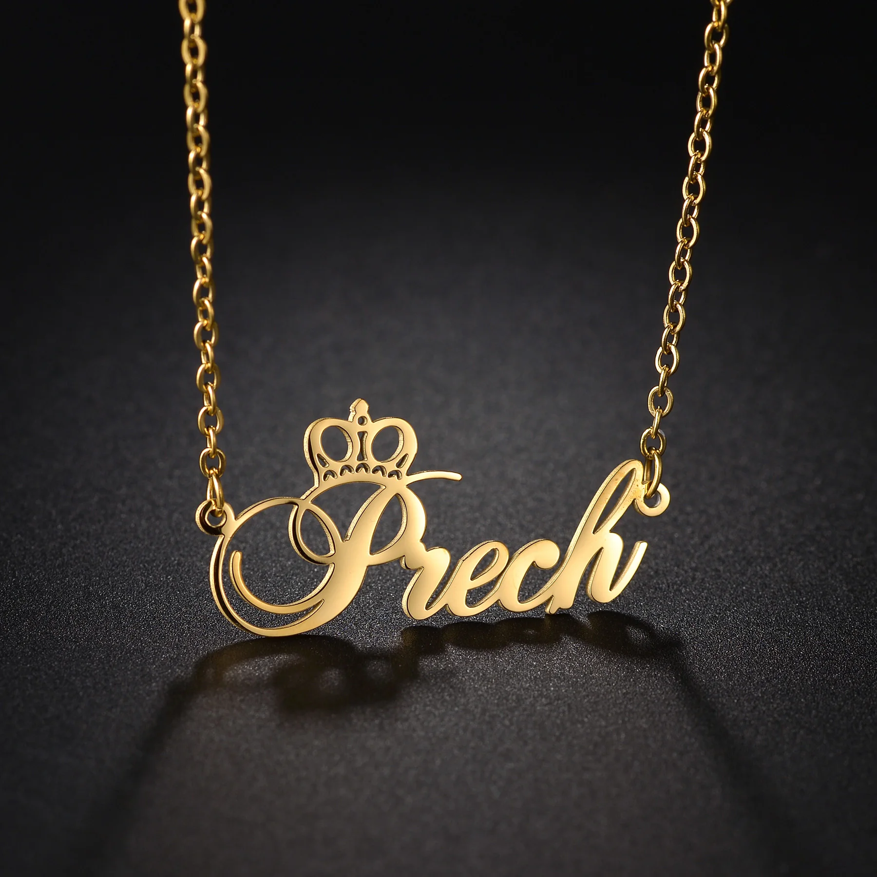 

Acheerup Personalized Name Crown Necklace for Women Stainless Steel Custom Letters Heart Chain Pendant Jewelry Christmas Gift