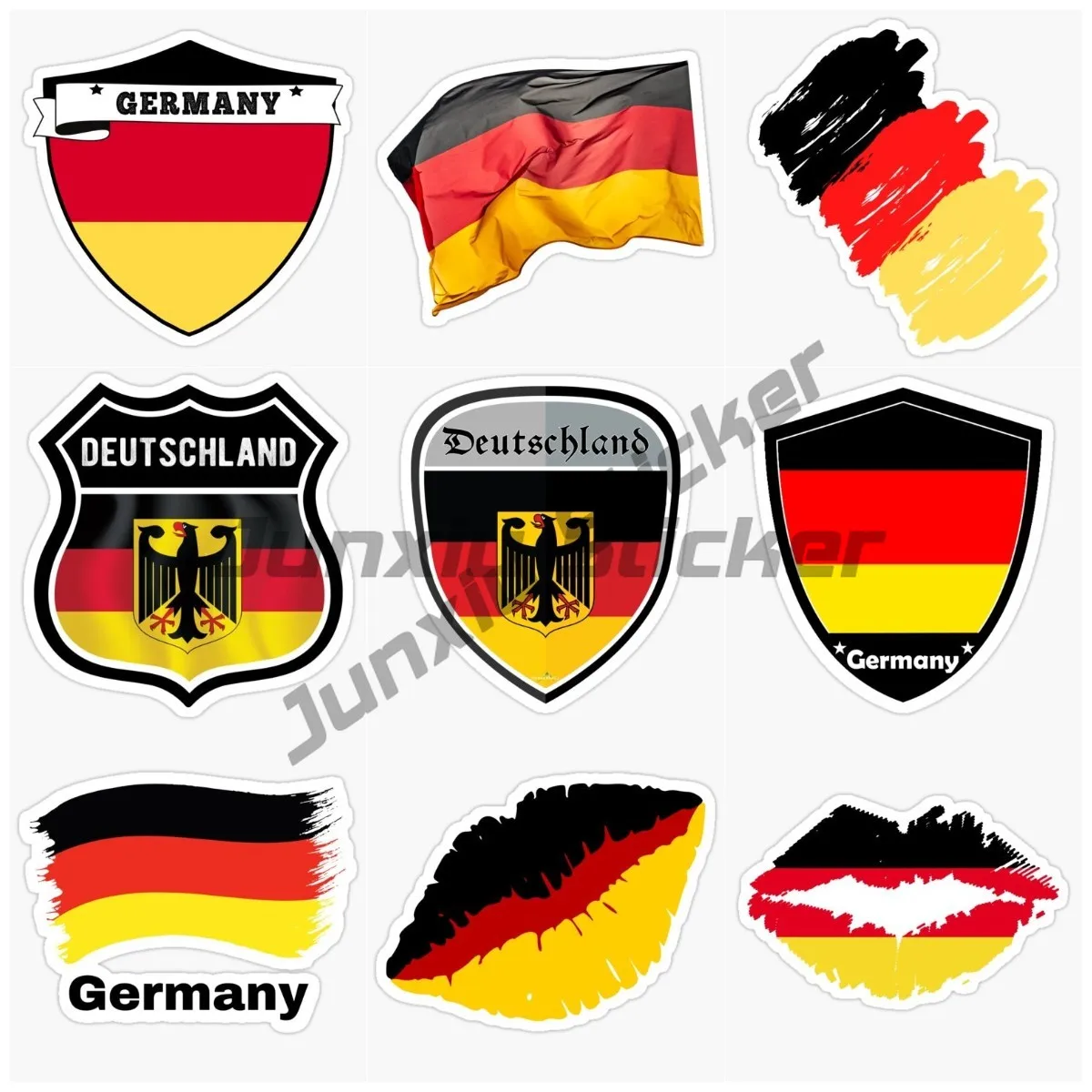 

German National Flag Vinyl Self-adhesive Car Sticker Suitable for Car Windows, Trucks, Bicycles, Refrigerators, Decals