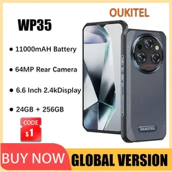 Прочный смартфон Oukitel WP35, аккумулятор 5G11000 мАч, 64 МП, 6,6 дюйма, 2,4 К, мобильный телефон, 24 ГБ + 256 ГБ, Android 14, сотовый телефон NFC