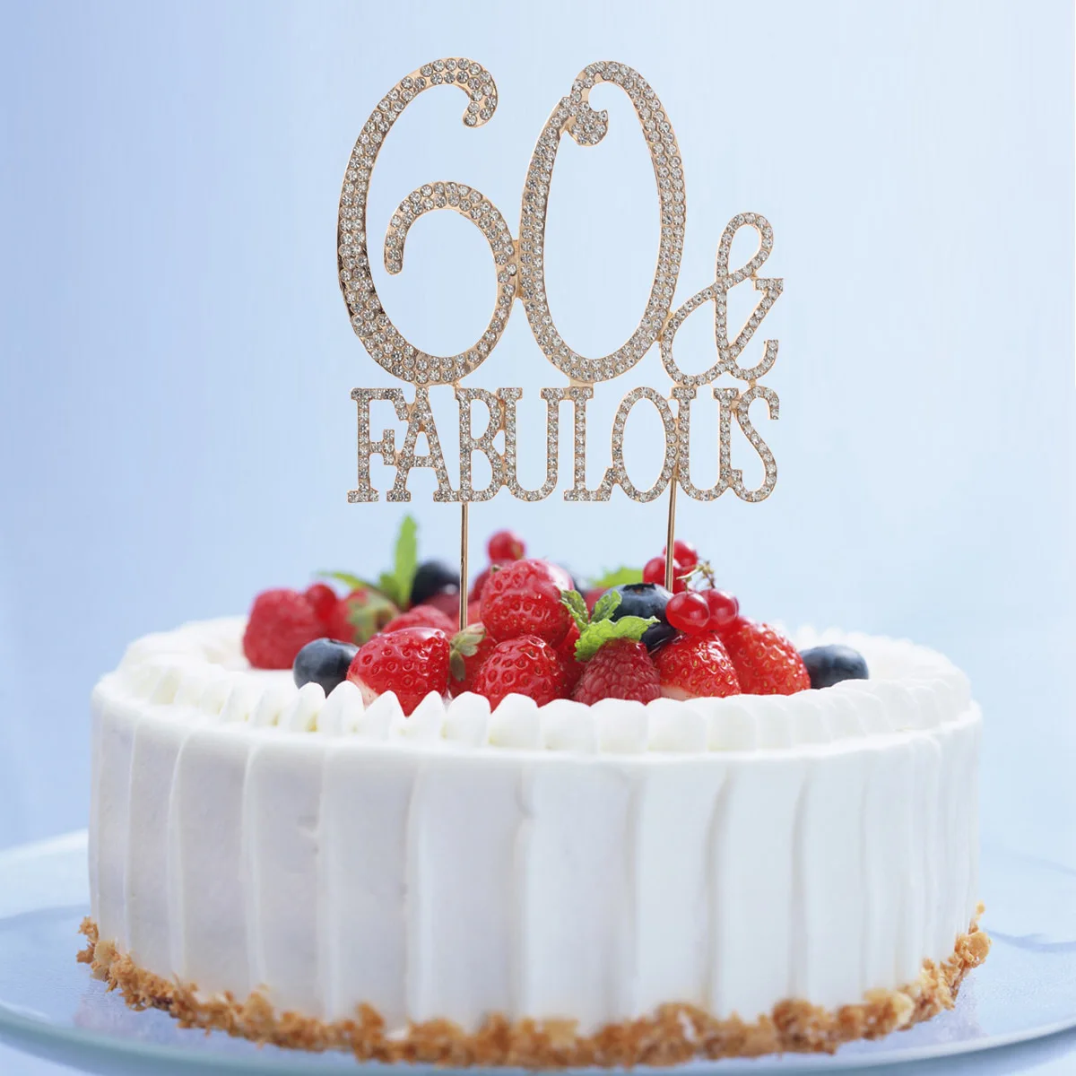 

60 Fabulous Cake Topper Glitter Alloy Rhinestone Birthday Party Decoration Cake Pick Food Supplies Cupcake Picks