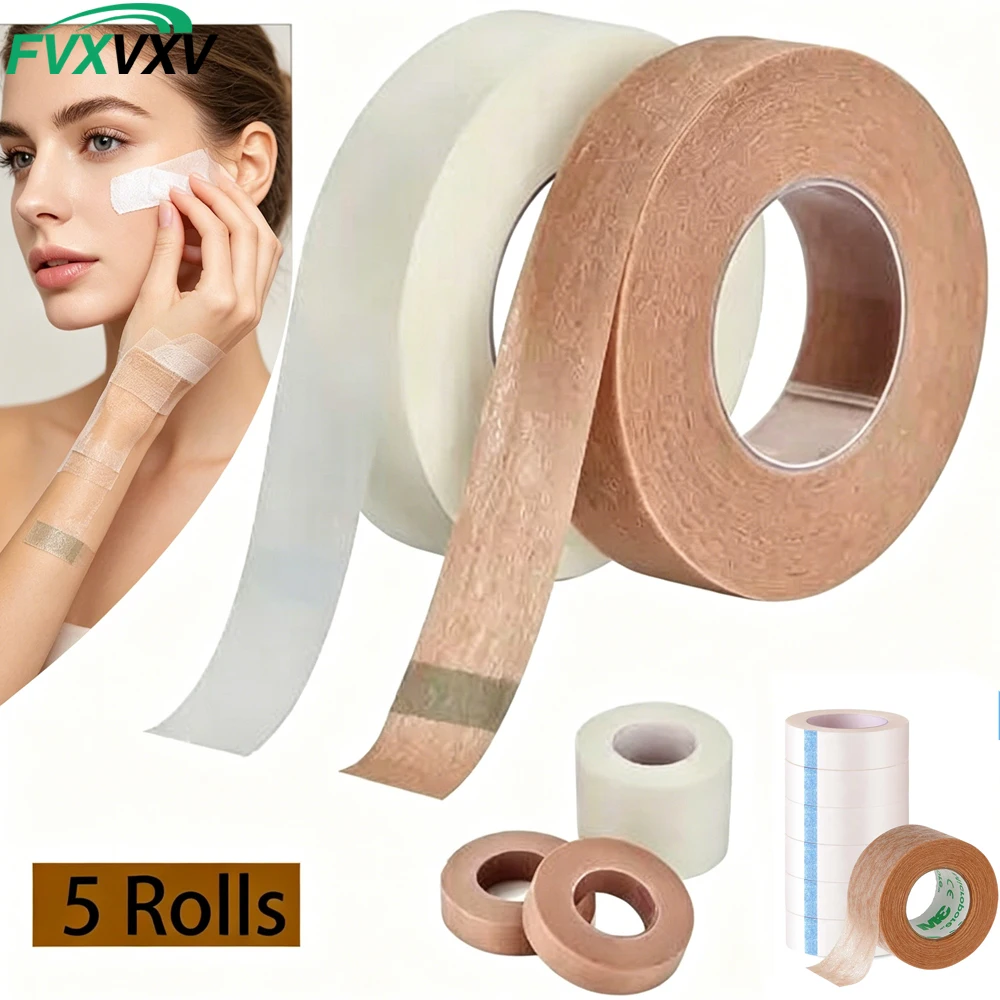 5 Rollen Mikroporen-Tape, atmungsaktives Papierband, latexfreies Papier-Sporttape, einzeln verpackte Papierbandagenrollen – Detail 1