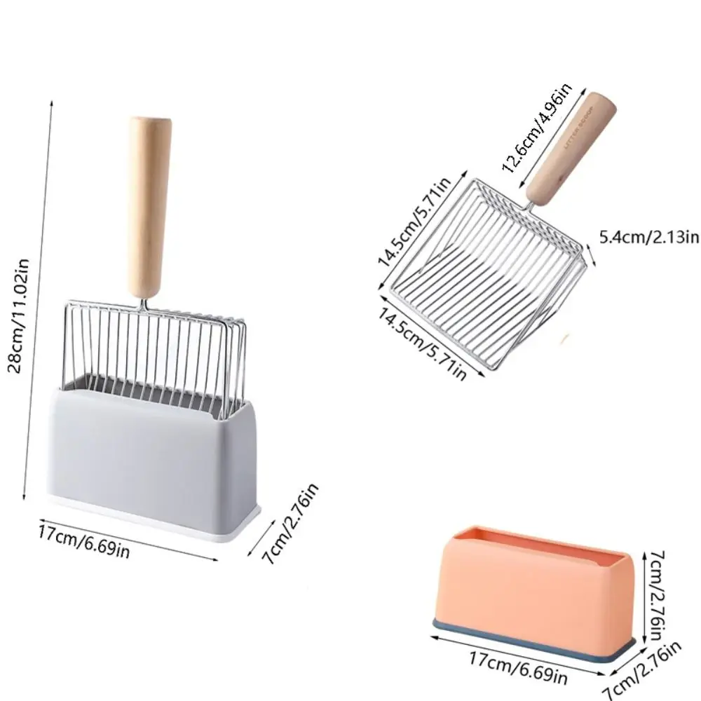 Cat Litter Shovel Set Large Capacity Wood Handle Cat Litter Scoop Electroplating Metal Cat Toilet Cleaning Poop Scoop Tools